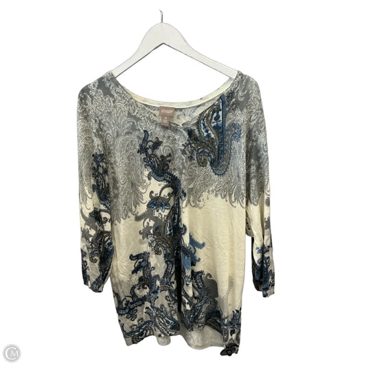 Top Long Sleeve By Chicos In Blue & Grey, Size: Xxl