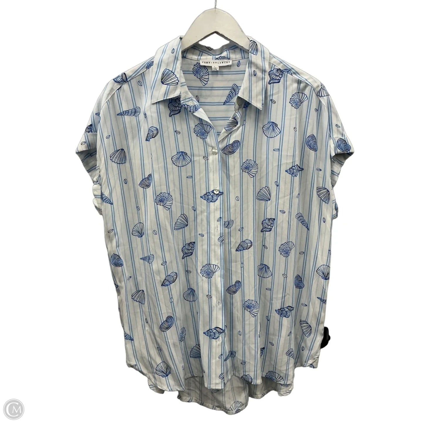 Top Short Sleeve By Jane And Delancey In Blue & White, Size: L
