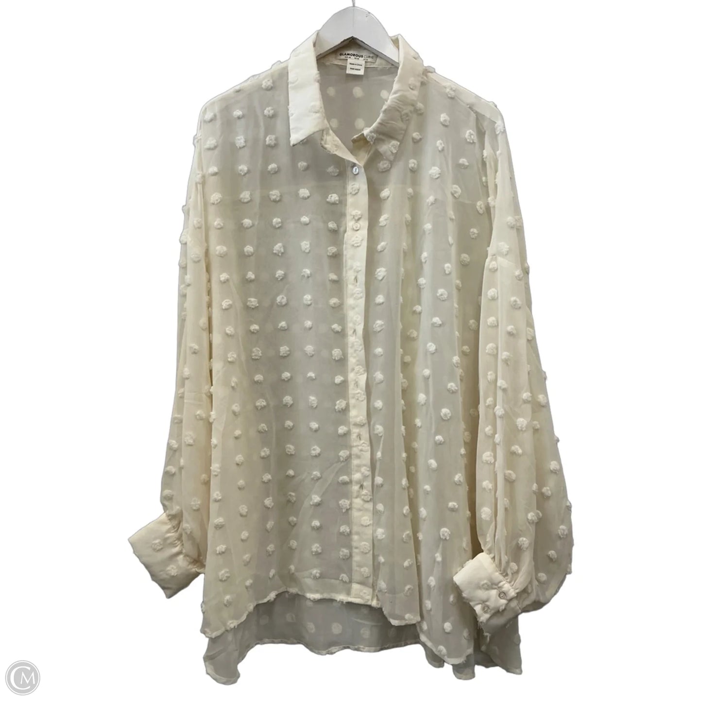 Top Long Sleeve By Glamorous In Cream, Size: 1x