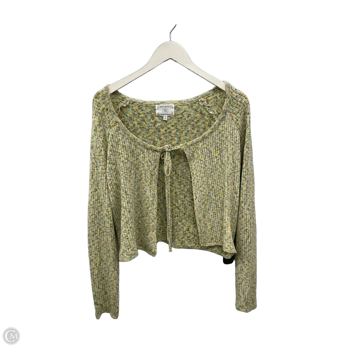Sweater Cardigan By Absolutely In Green & Yellow, Size: S