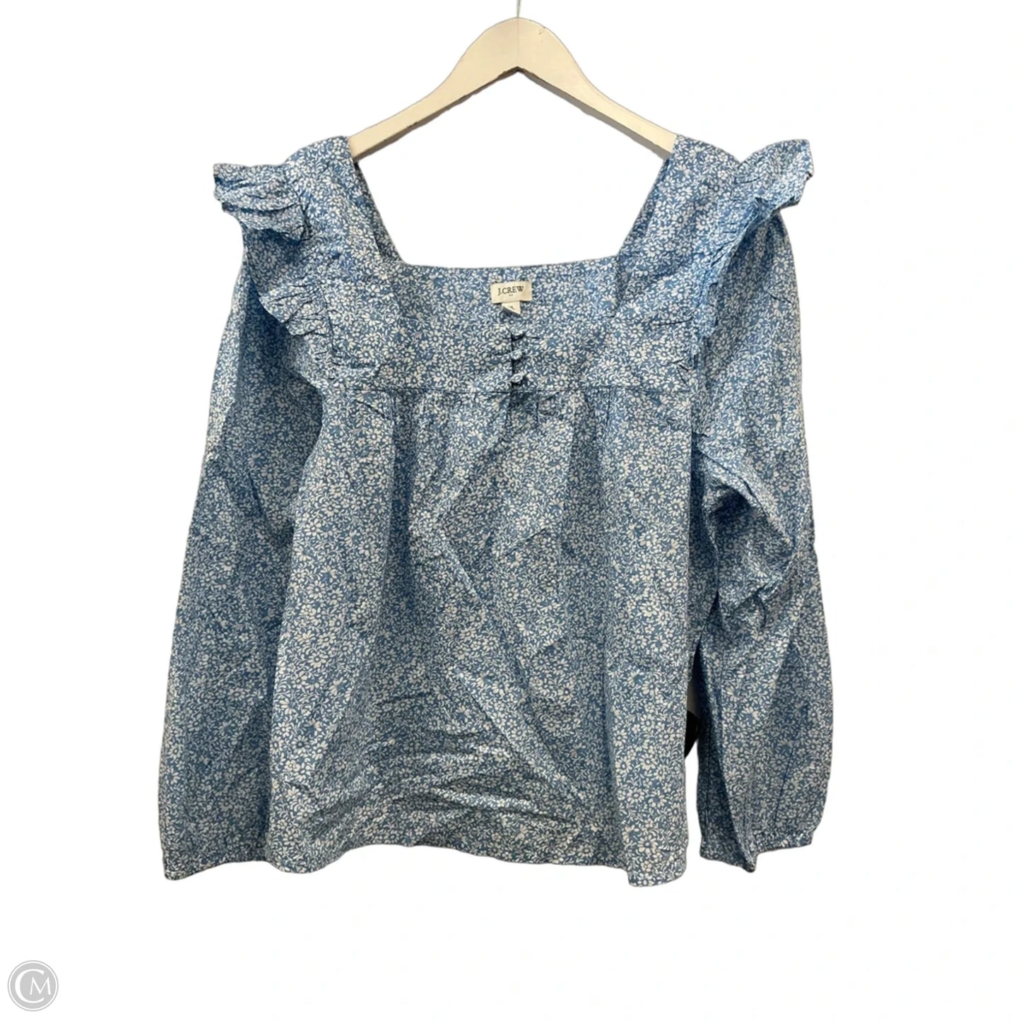Top Long Sleeve By J. Crew In Blue & White, Size: Xl