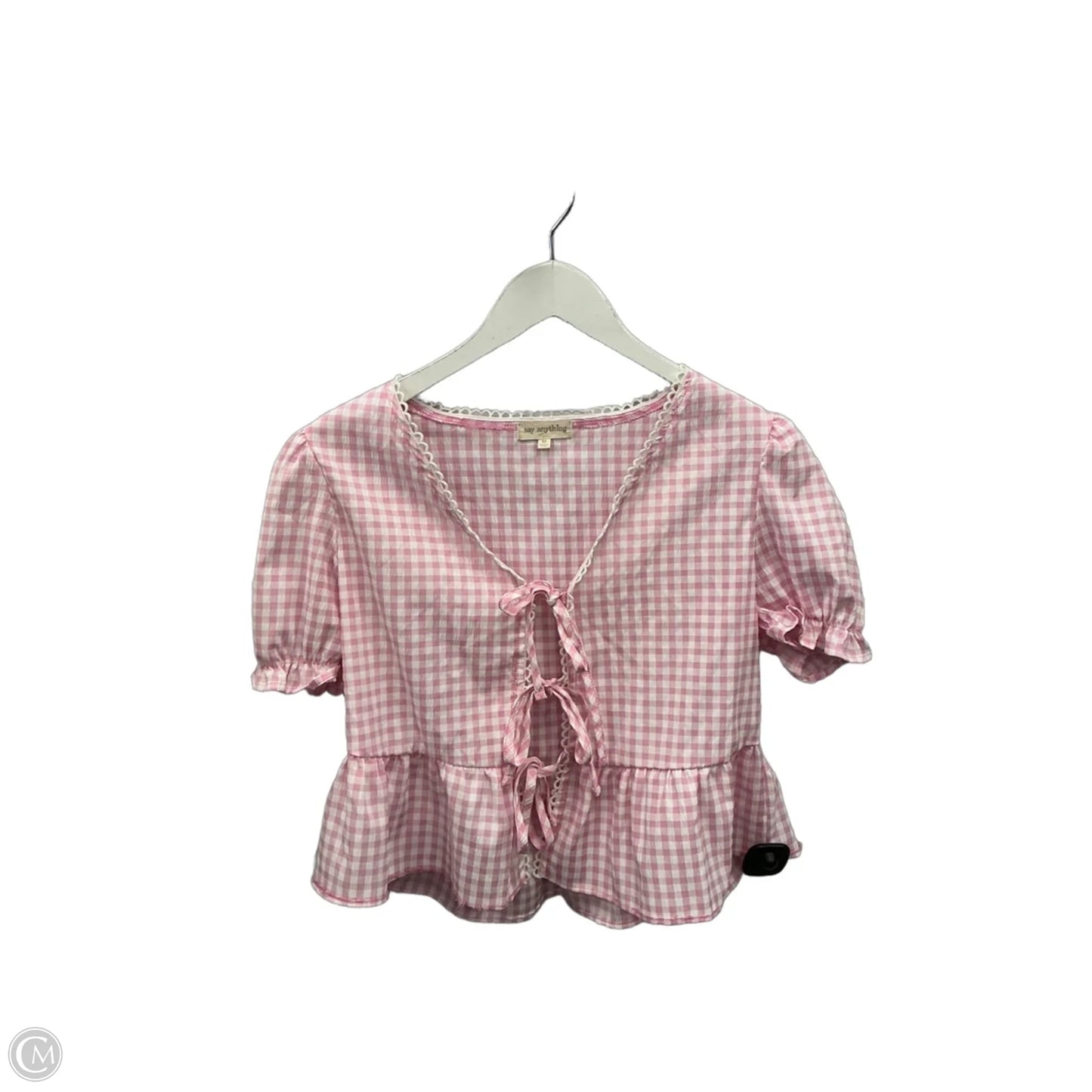Top Short Sleeve By Clothes Mentor In Pink & White, Size: M