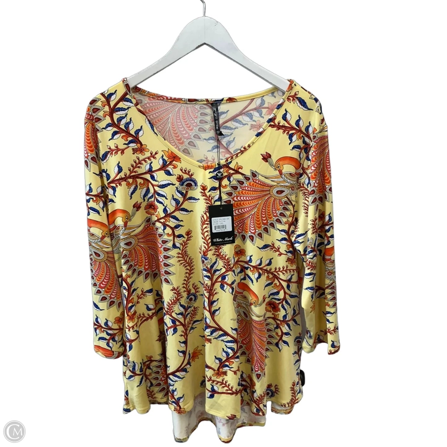 Top Long Sleeve By White Mark In Yellow, Size: 1x