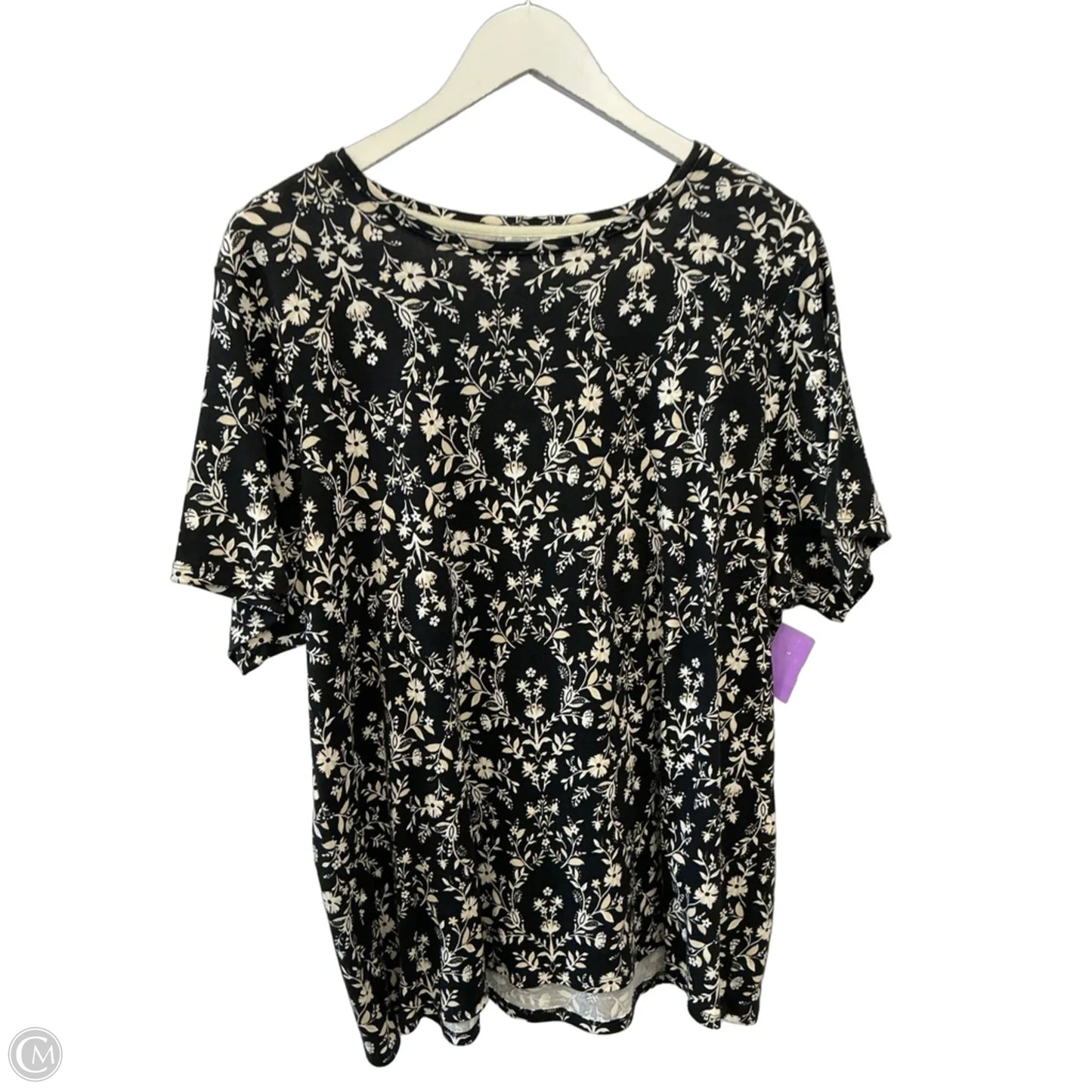 Top Short Sleeve By Croft And Barrow In Black & Cream, Size: 1x