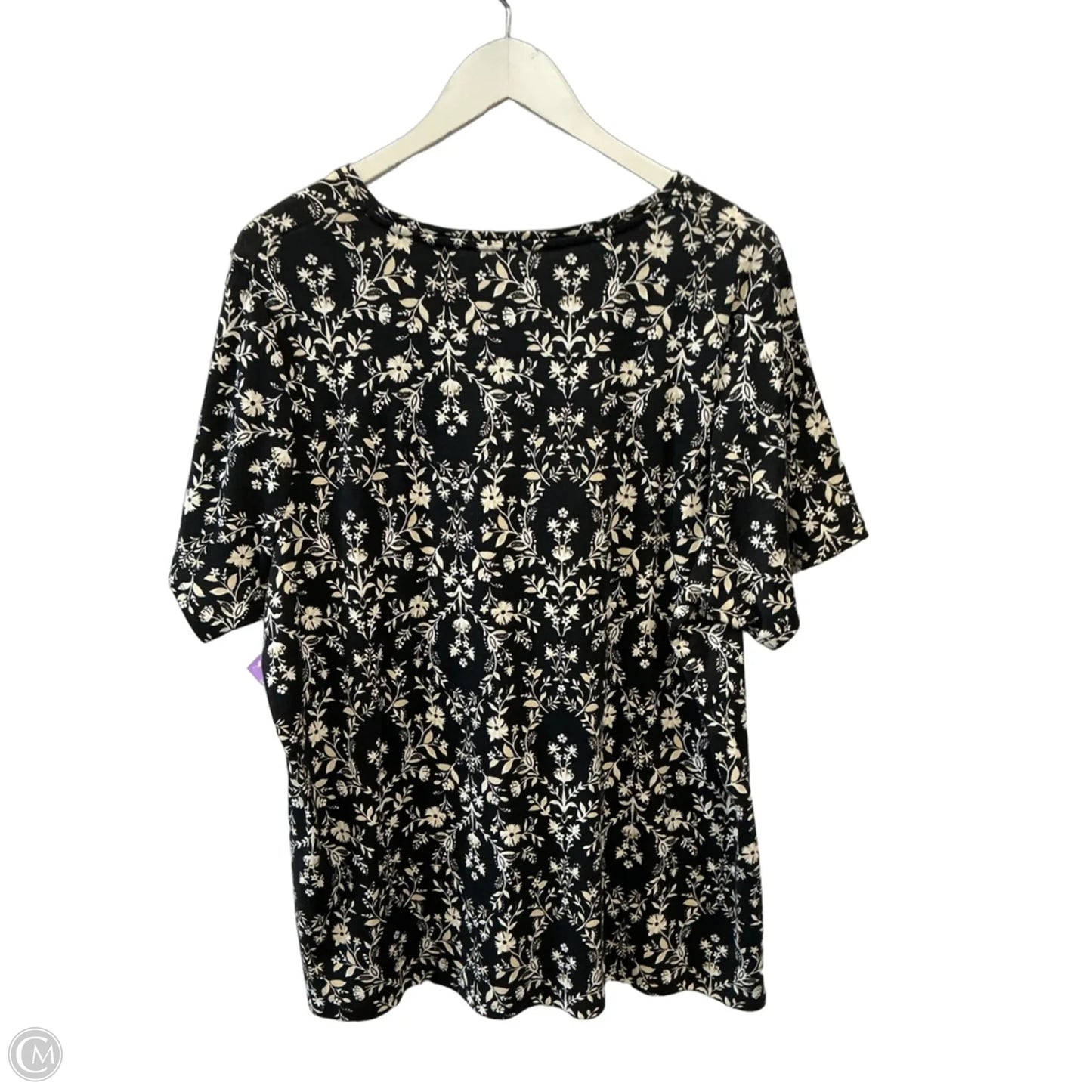Top Short Sleeve By Croft And Barrow In Black & Cream, Size: 1x