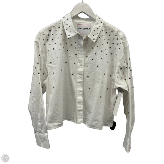 Top Long Sleeve Designer By Karl Lagerfeld In White, Size: L