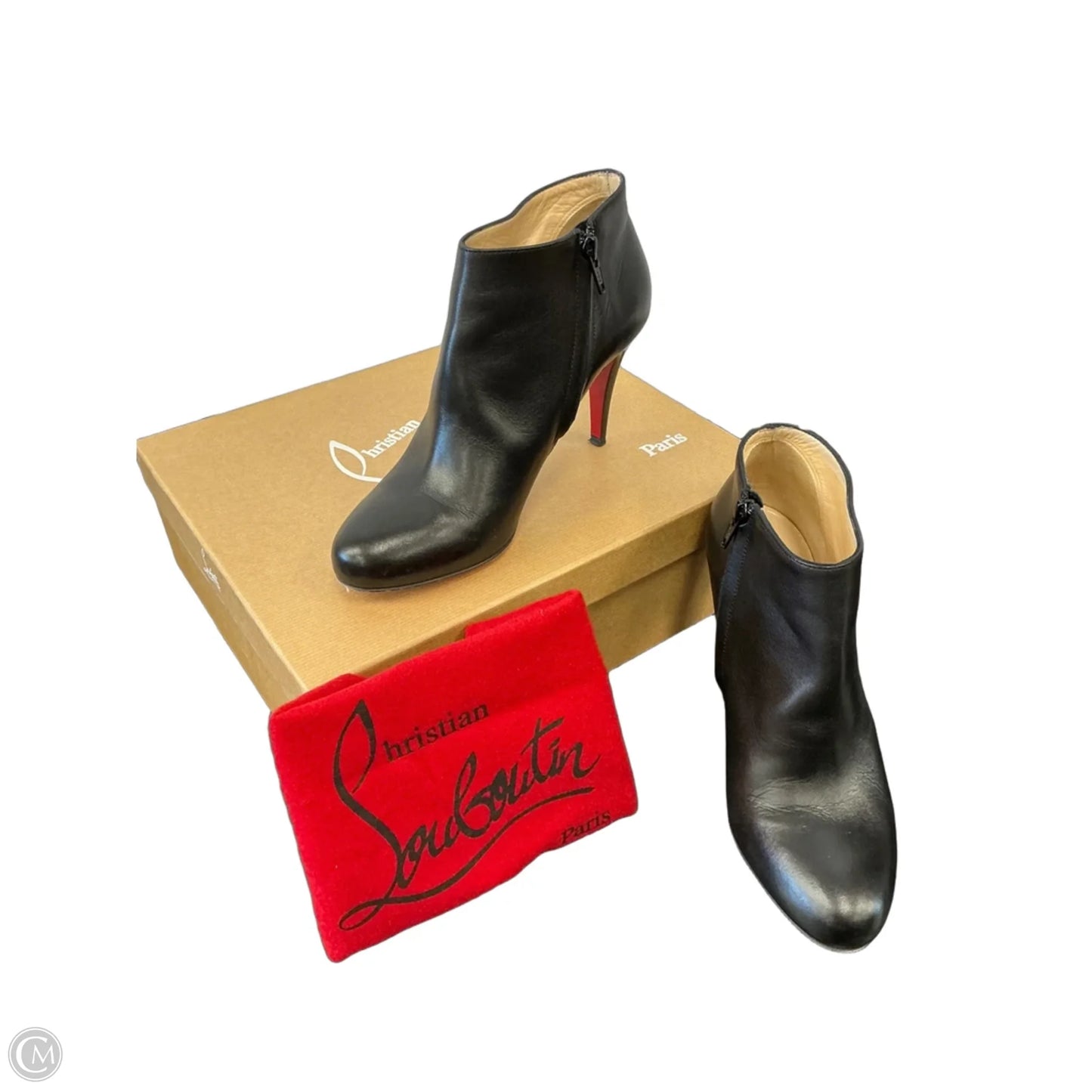 Boots Luxury Designer By Christian Louboutin In Black, Size: 8.5