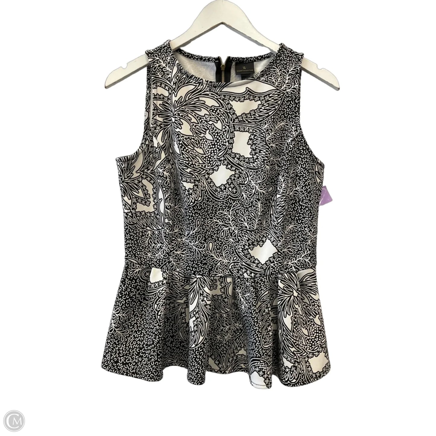 Top Sleeveless By Worthington In Black & White, Size: M