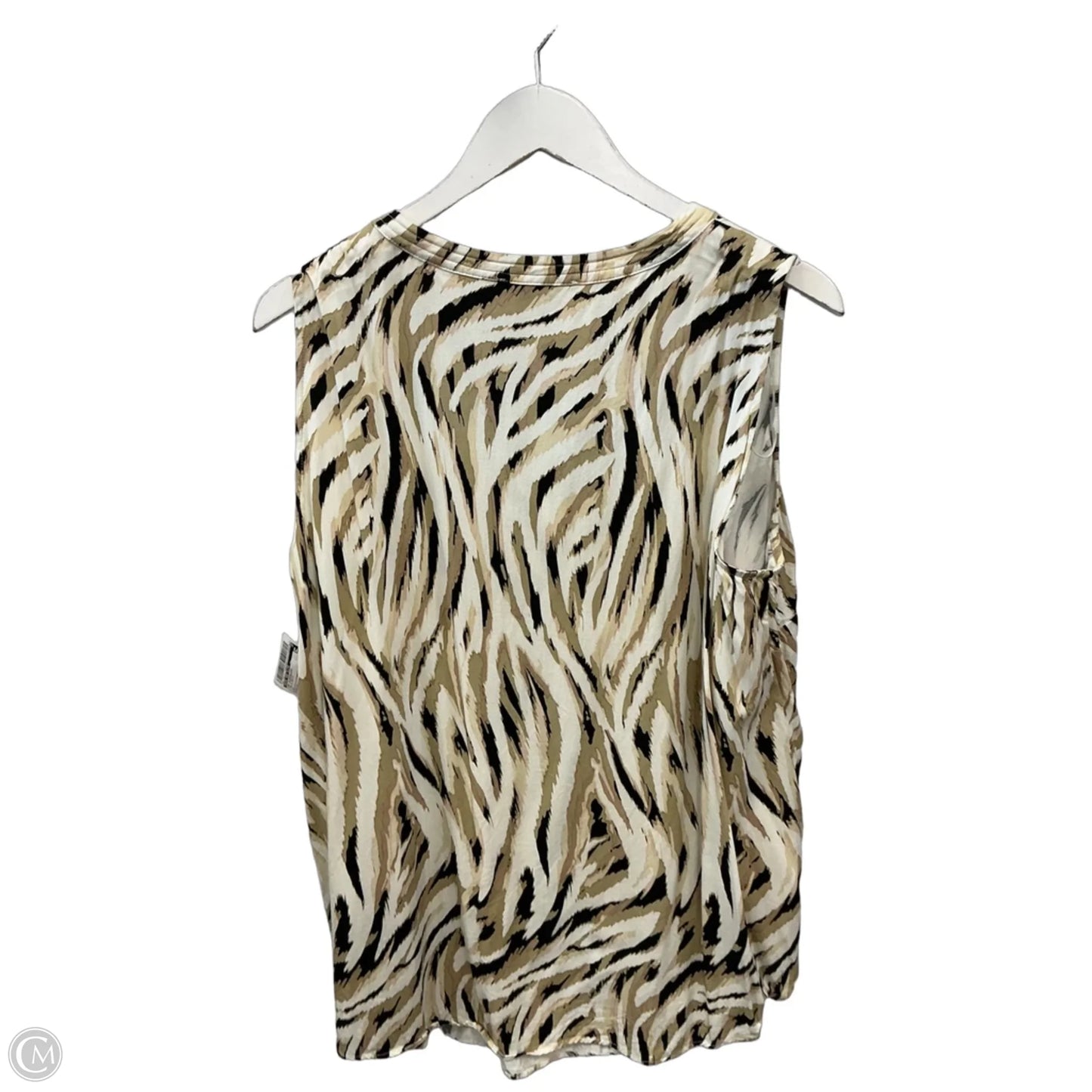 Top Sleeveless By Rose And Olive In Tan & White, Size: 1x