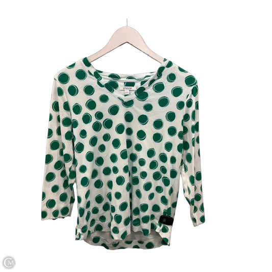 Top Long Sleeve By Chicos In Green & White, Size: M