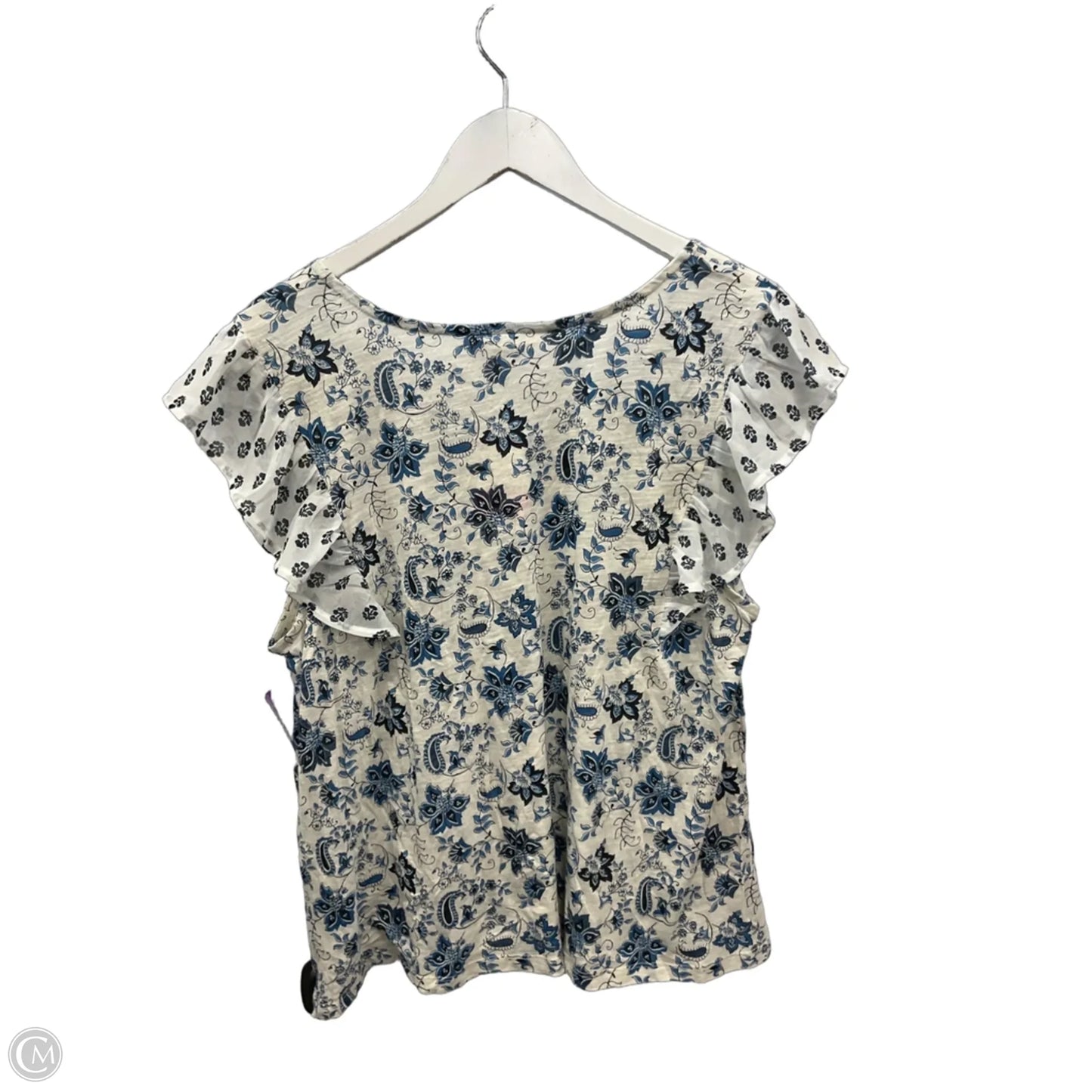 Top Short Sleeve By Lucky Brand In Blue & Cream, Size: Xl