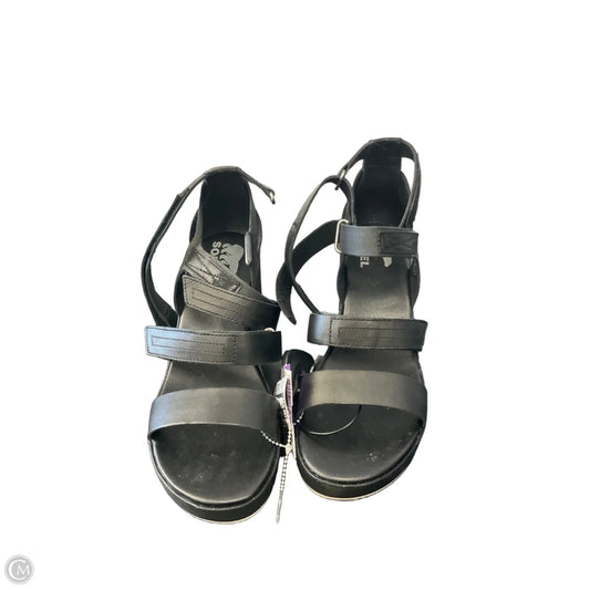 Sandals Heels Wedge By Sorel In Black, Size: 9