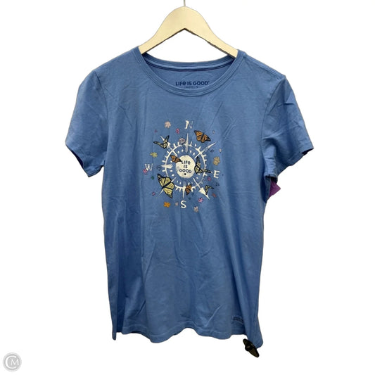Top Short Sleeve By Life Is Good In Blue, Size: M