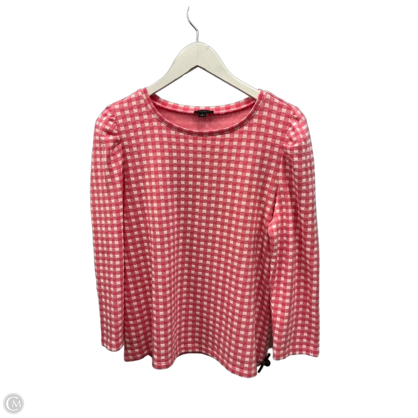 Top Long Sleeve By Ann Taylor In Pink & White, Size: M