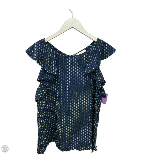 Top Short Sleeve By Loft In Navy, Size: M