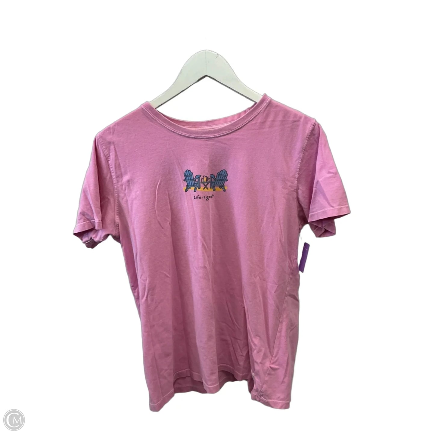 Top Short Sleeve By Life Is Good In Pink, Size: M