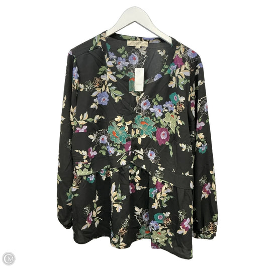 Top Long Sleeve By Loft In Black, Size: 1x