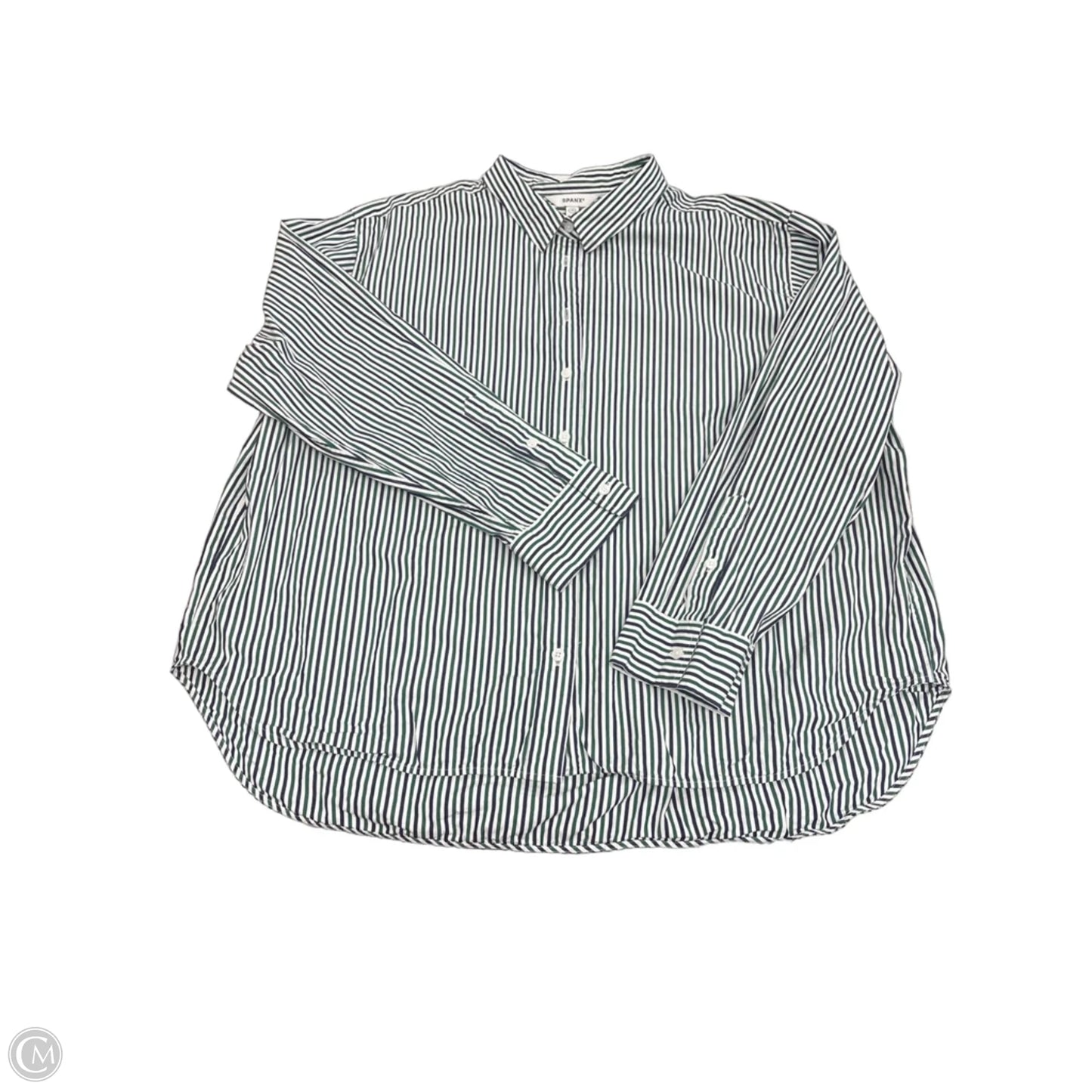 Top Long Sleeve By Spanx In Blue & Green, Size: 1x