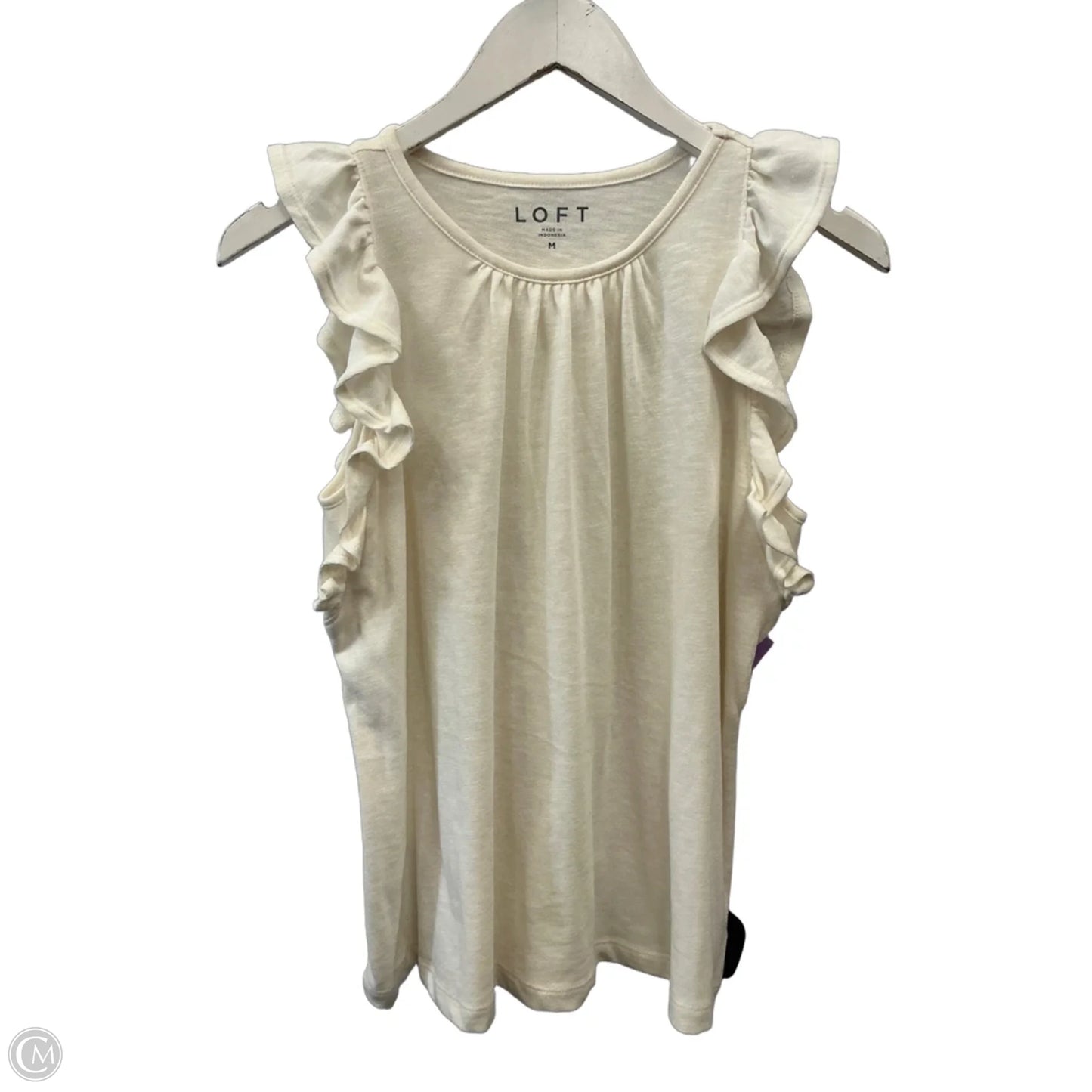 Top Short Sleeve By Loft In Cream, Size: M