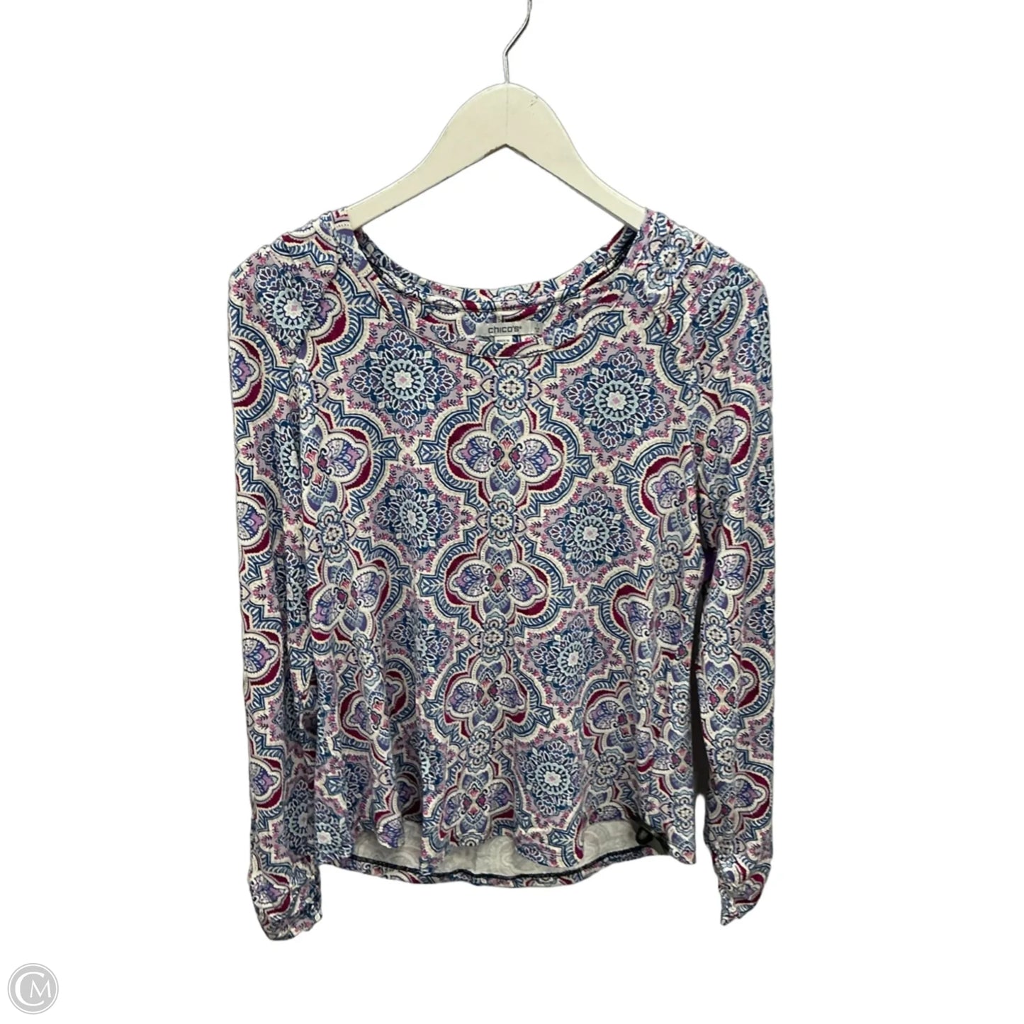 Top Long Sleeve By Chicos In Blue & Pink, Size: M