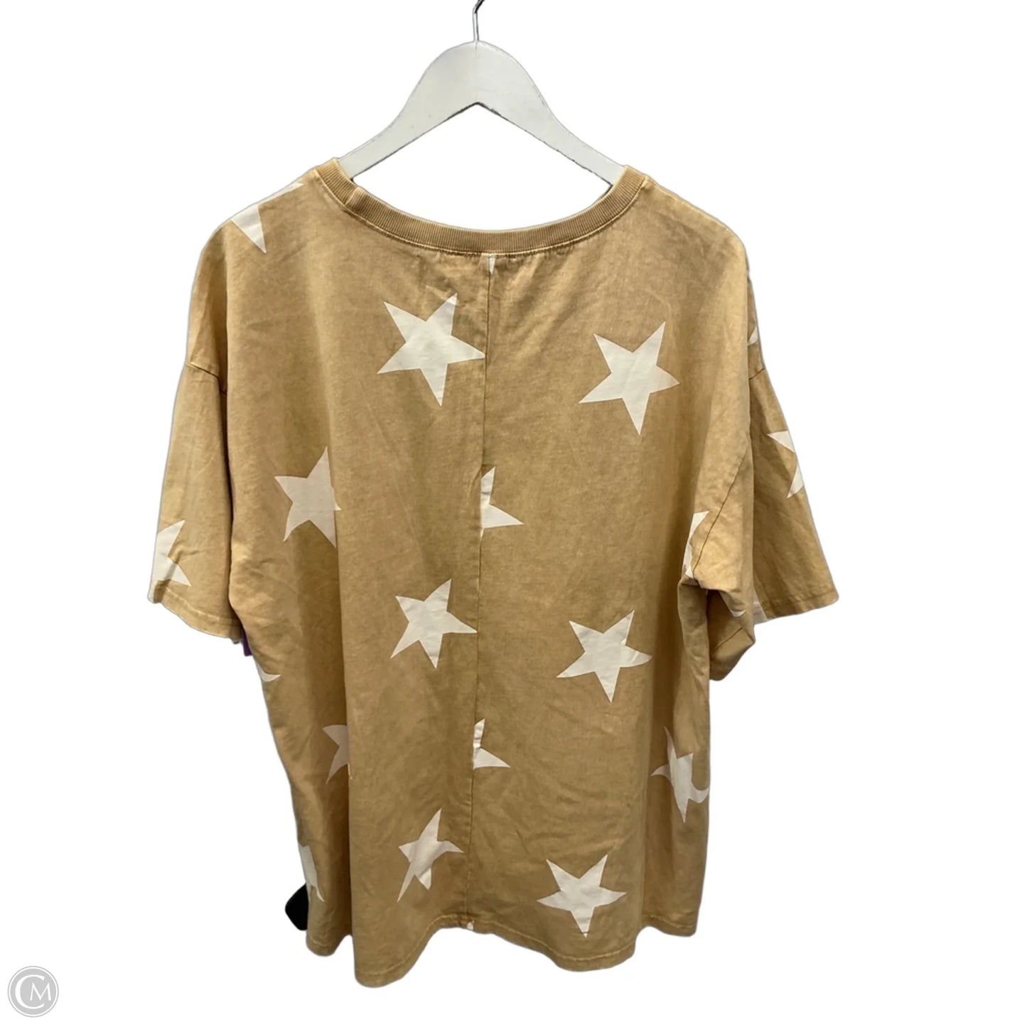 Top Short Sleeve By Easel In Tan, Size: L