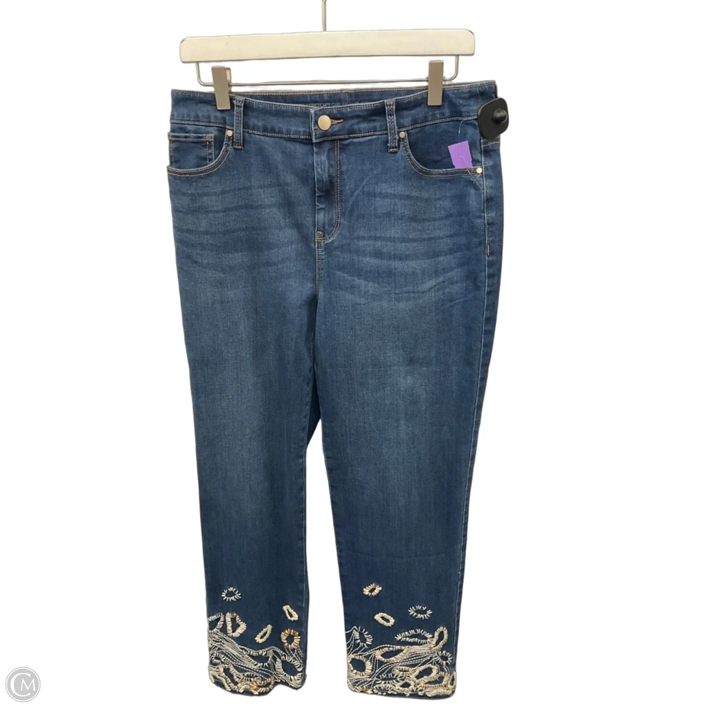 Jeans Cropped By Chicos In Blue Denim, Size: 6