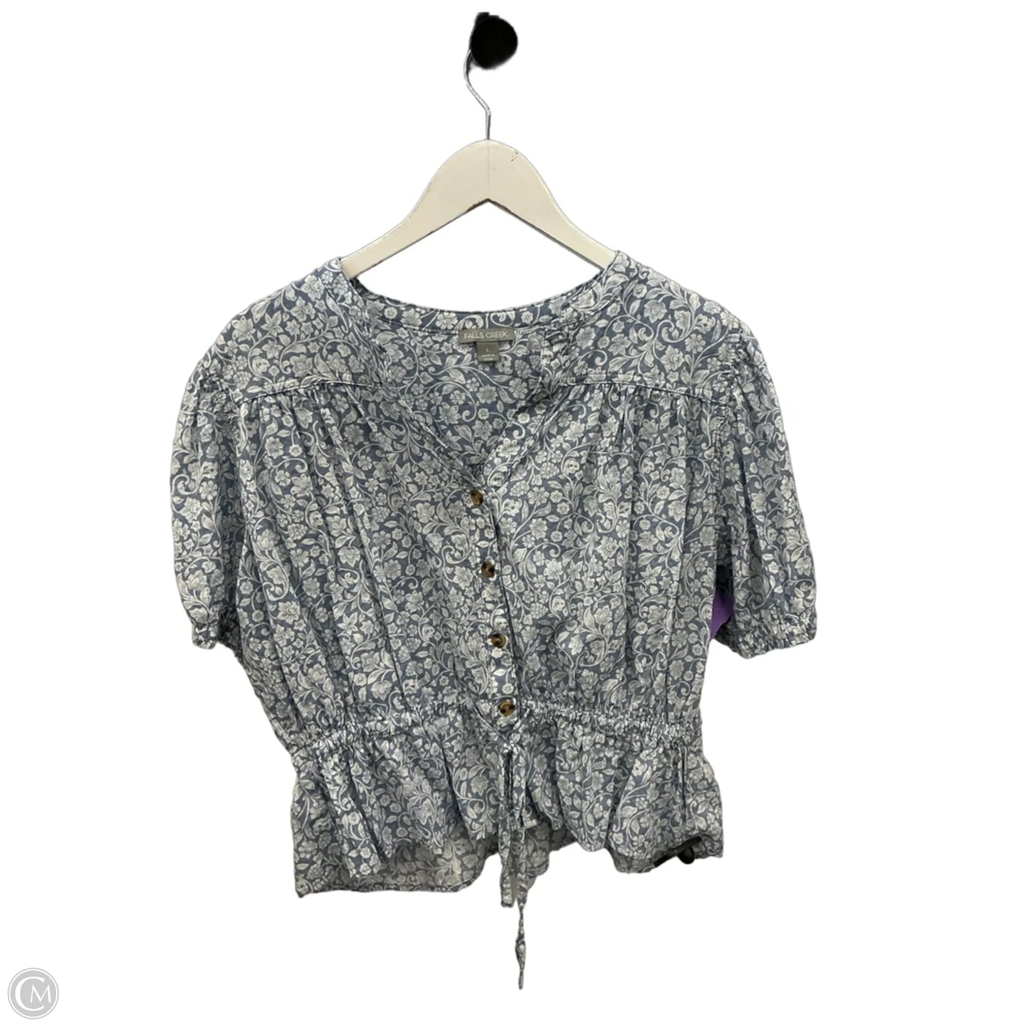 Top Short Sleeve By Falls Creek In Blue & White, Size: L