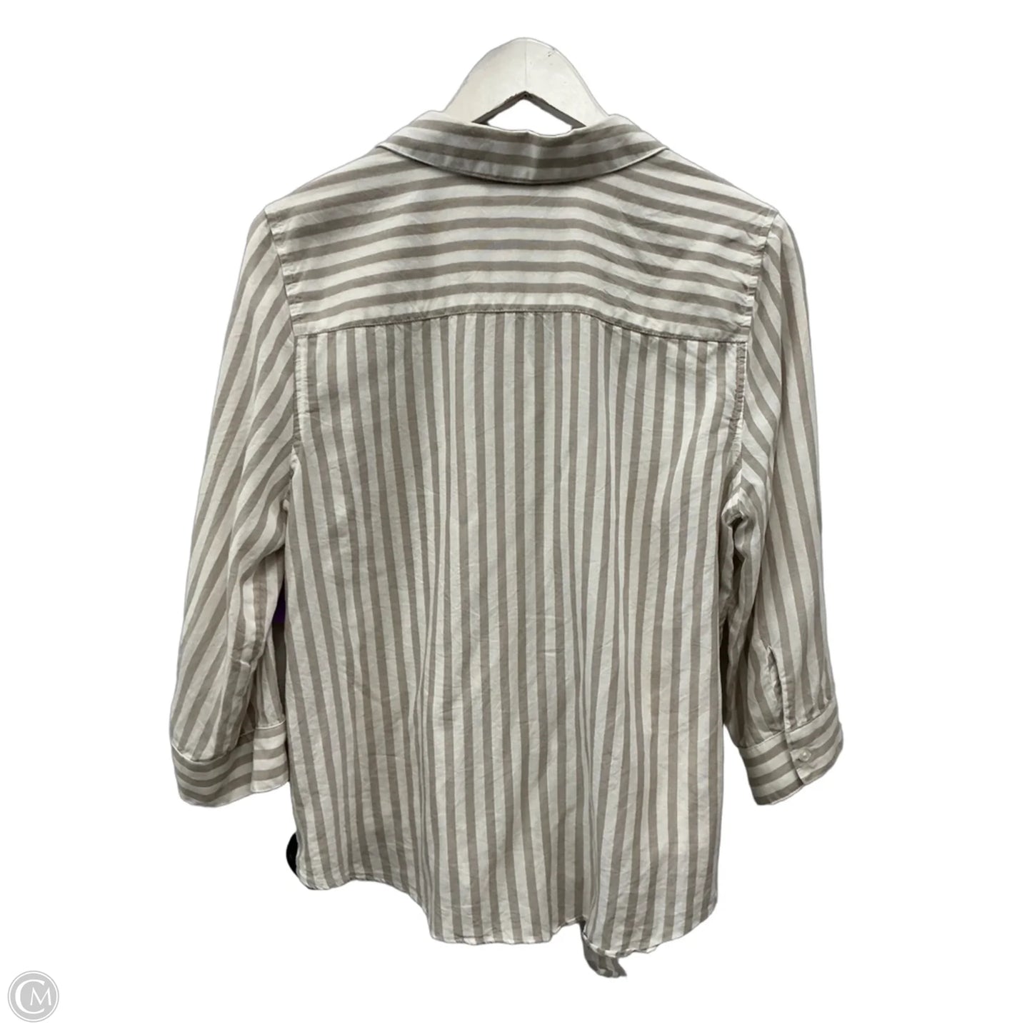 Top Long Sleeve By Chicos In Tan & White, Size: M