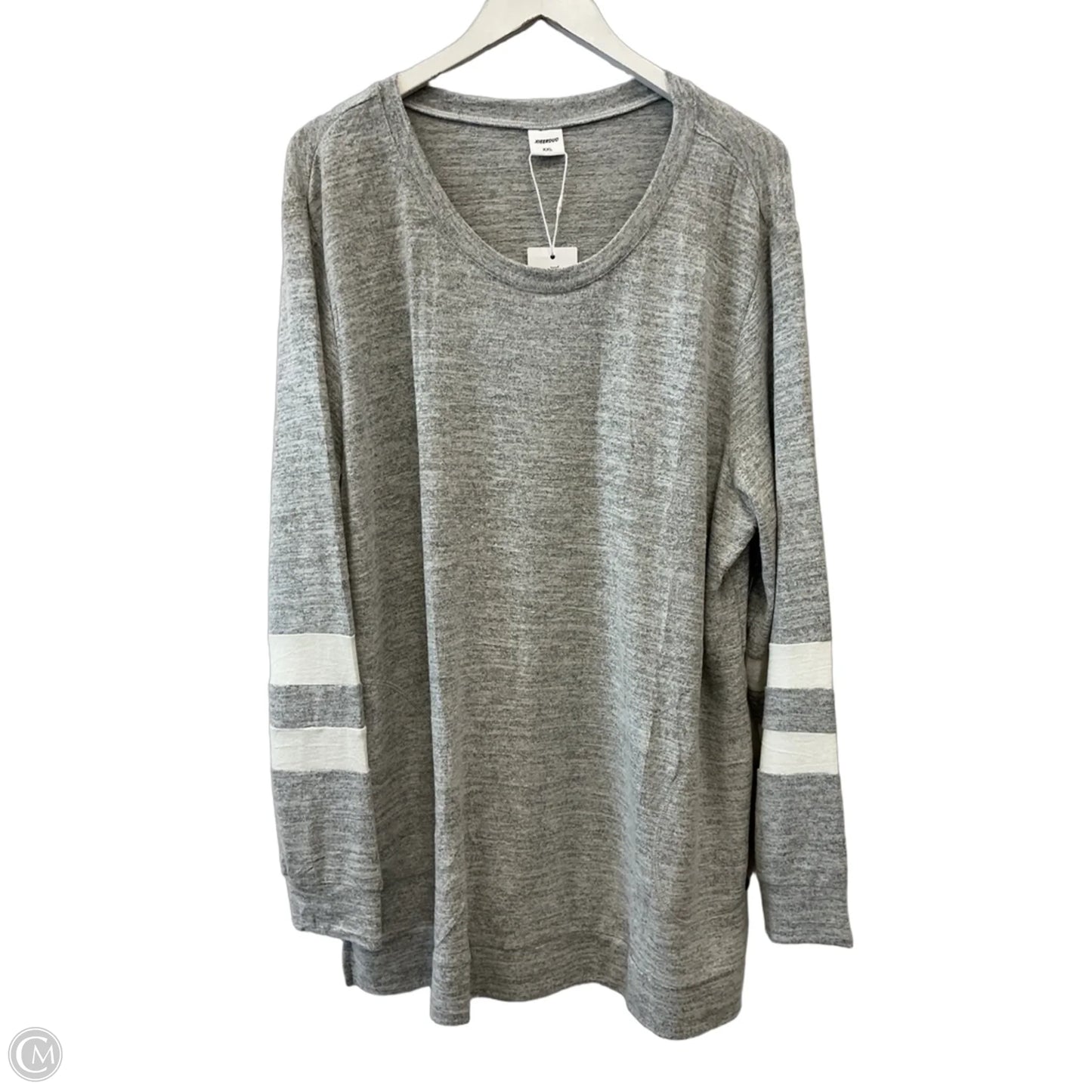 Top Long Sleeve By Clothes Mentor In Grey & White, Size: Xxl