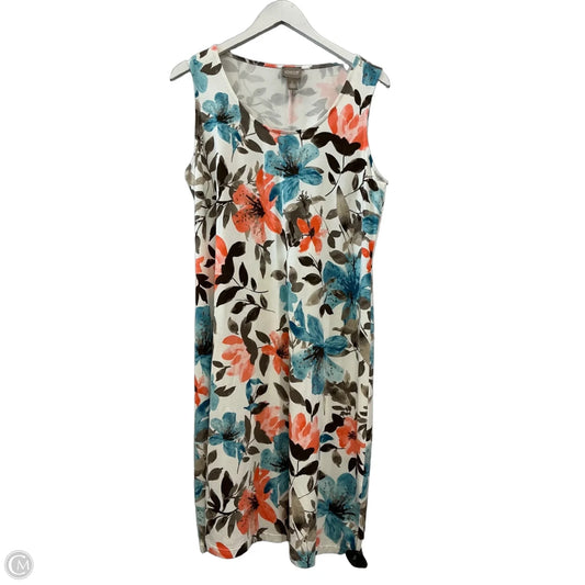 Dress Casual Midi By Chicos In Blue & Orange, Size: L