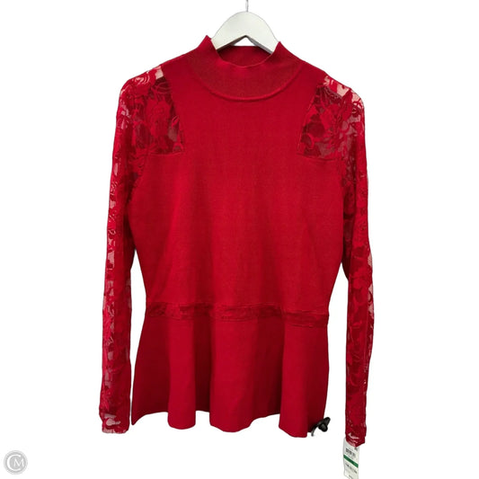 Top Long Sleeve By Inc In Red, Size: L