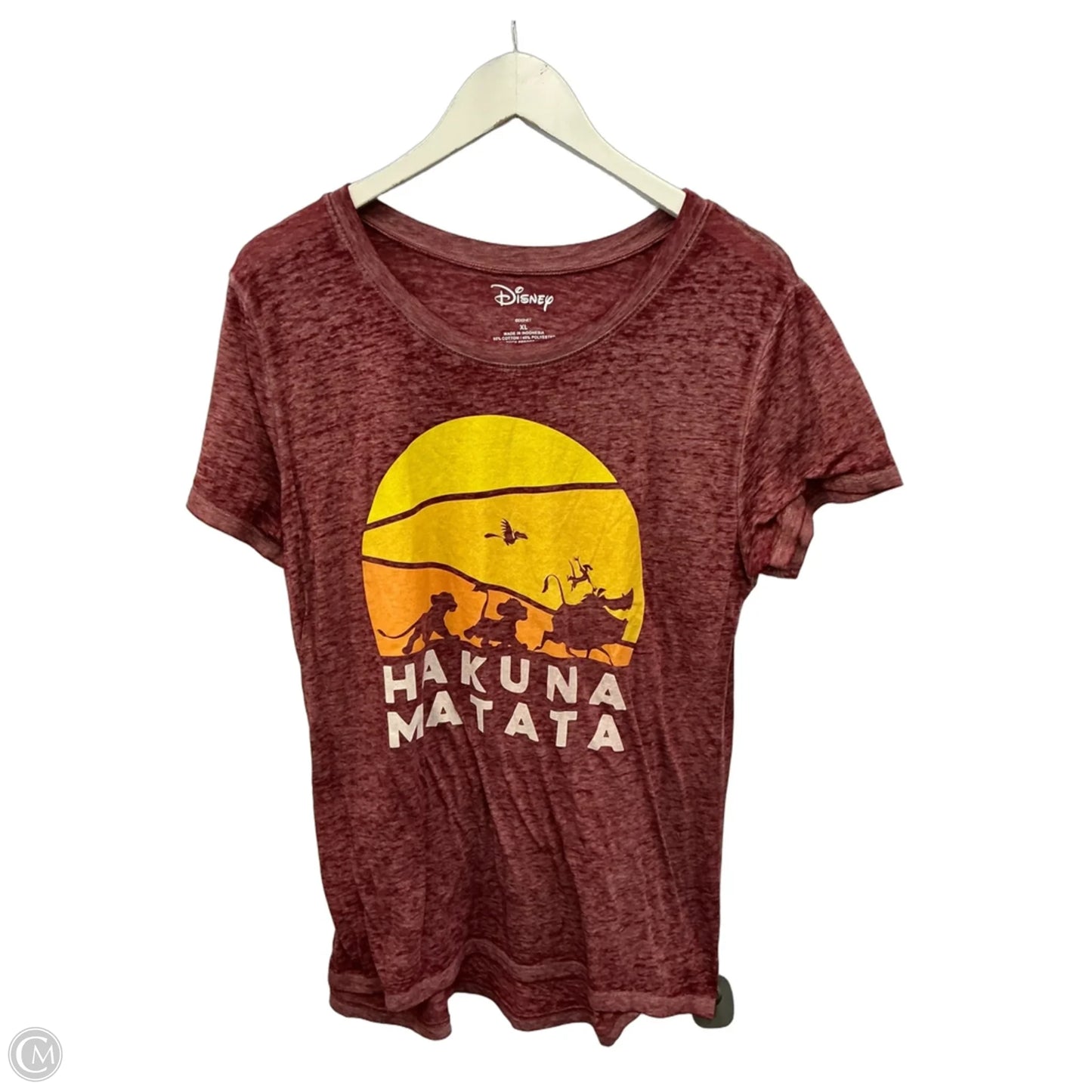 Top Short Sleeve By Disney In Maroon, Size: Xl
