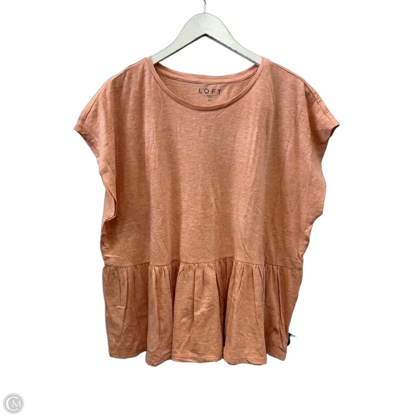 Top Short Sleeve By Loft In Peach, Size: Xl