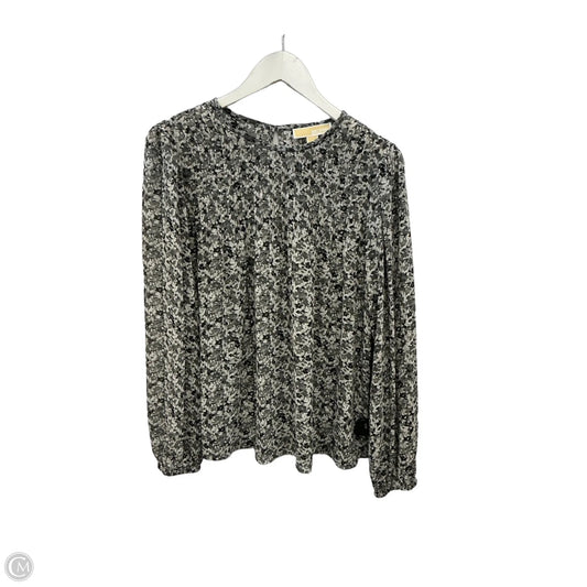 Top Long Sleeve By Michael By Michael Kors In Grey & White, Size: M