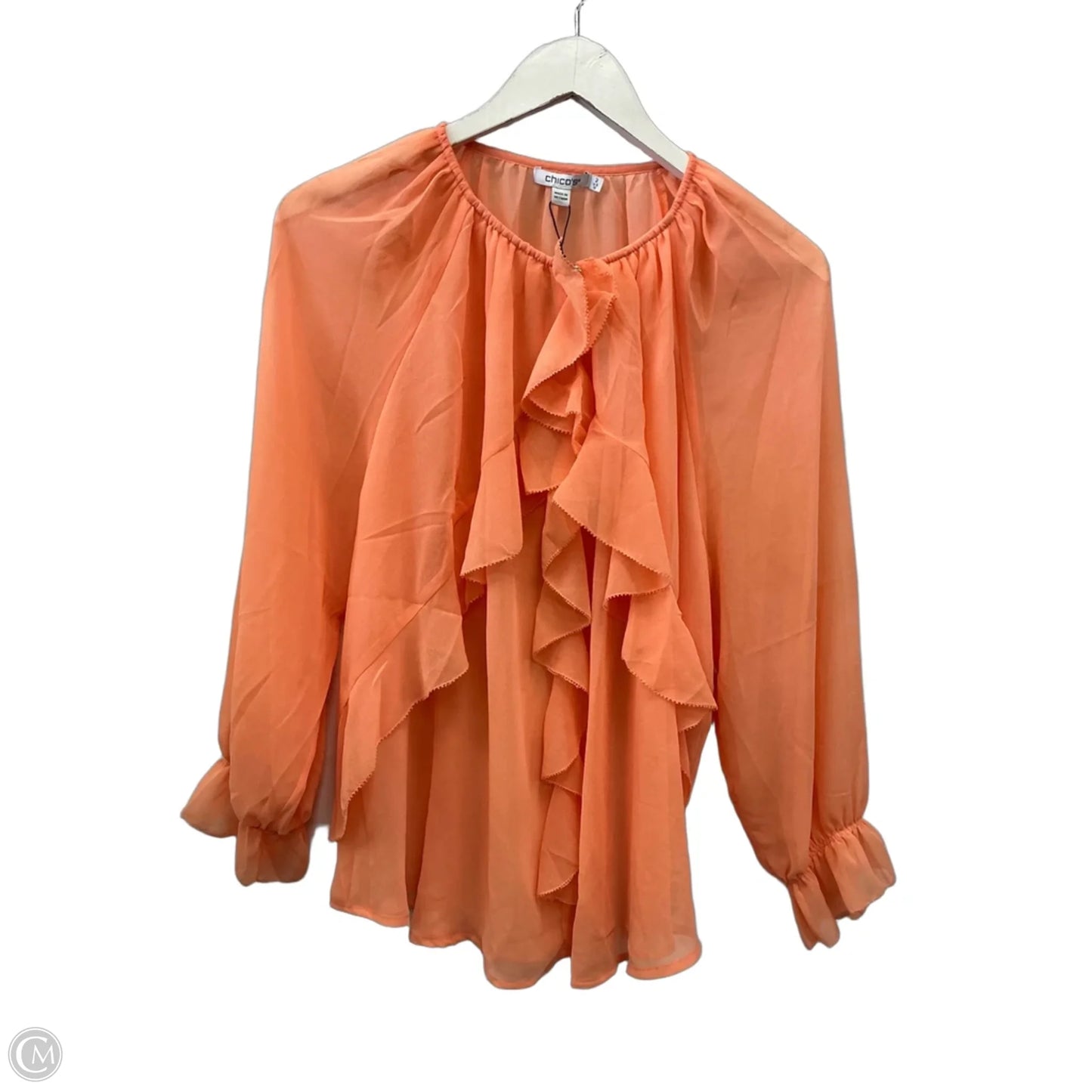 Top Long Sleeve By Chicos In Coral, Size: L