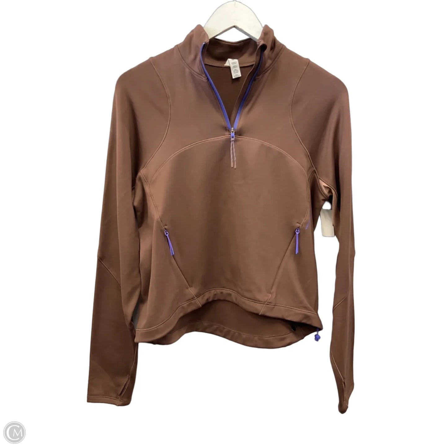 Athletic Top Long Sleeve Collar By Lululemon In Brown, Size: S