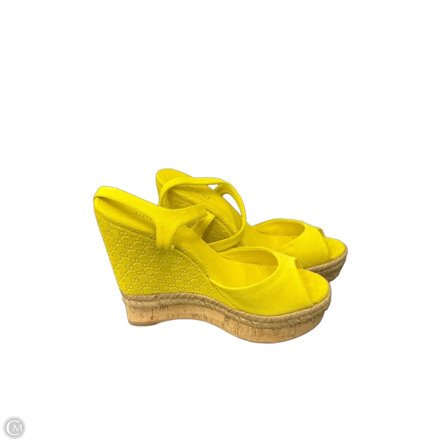 Sandals Luxury Designer By Gucci In Yellow, Size: 9.5