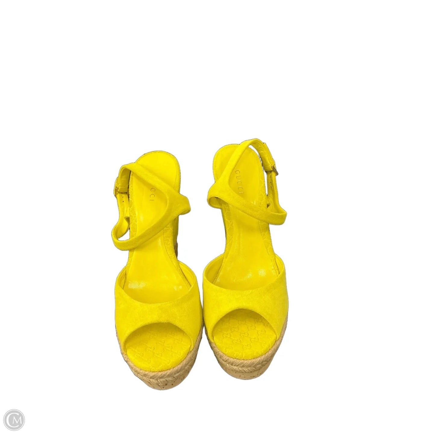 Sandals Luxury Designer By Gucci In Yellow, Size: 9.5