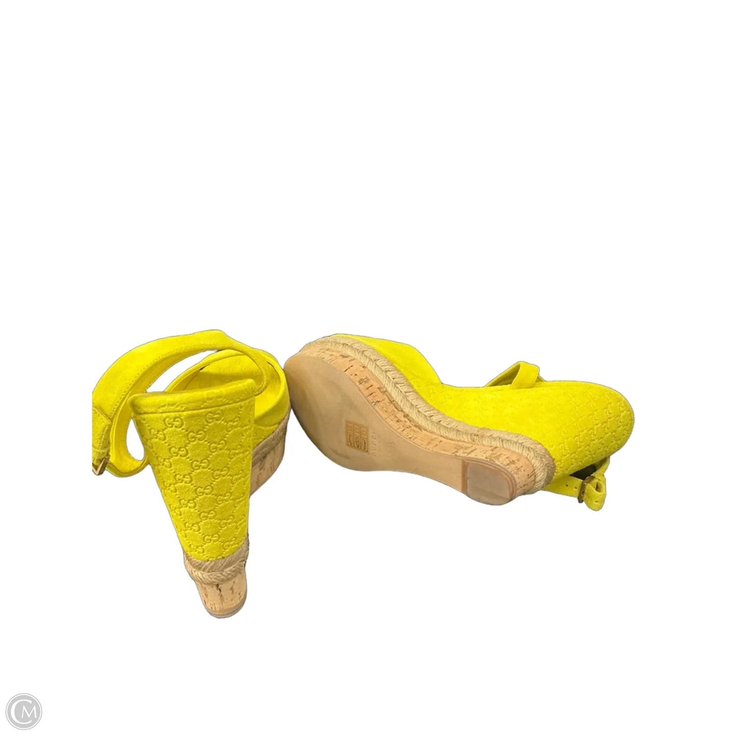 Sandals Luxury Designer By Gucci In Yellow, Size: 9.5