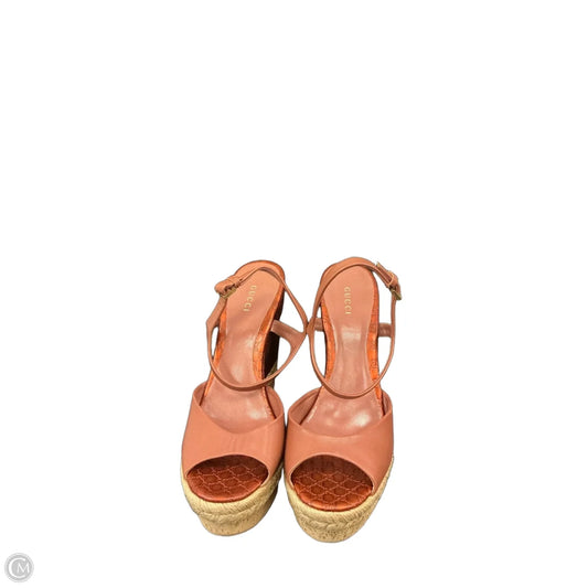 Sandals Luxury Designer By Gucci In Orange, Size: 9.5