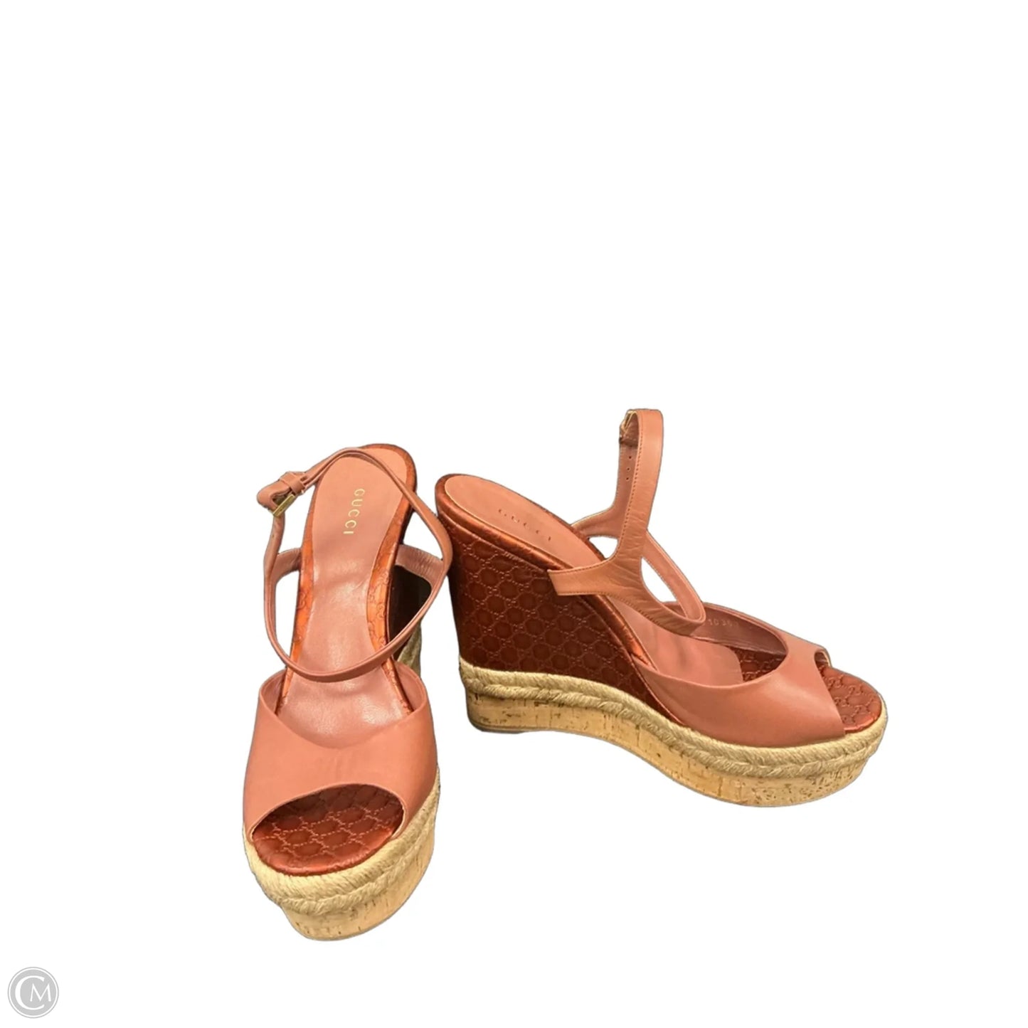 Sandals Luxury Designer By Gucci In Orange, Size: 9.5
