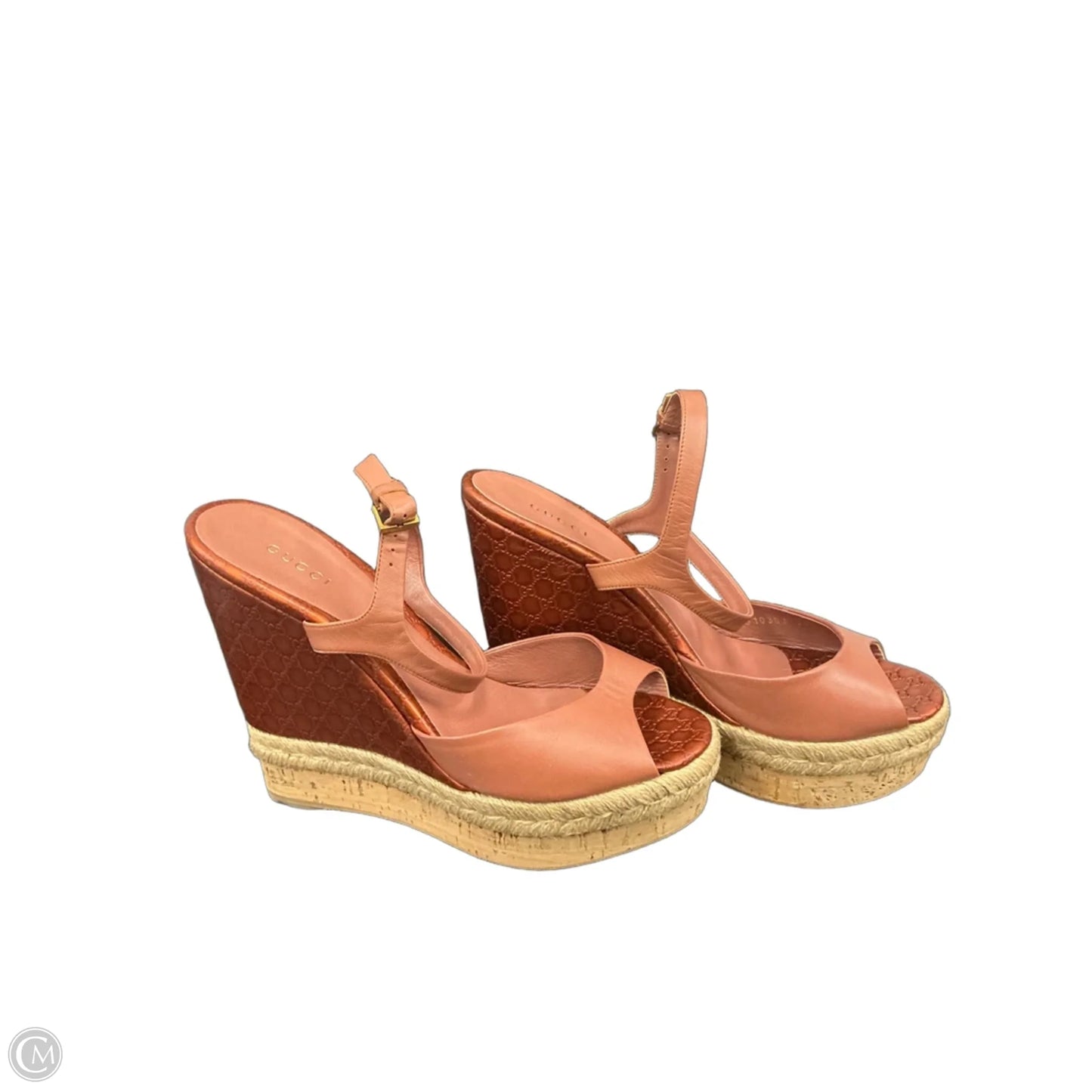 Sandals Luxury Designer By Gucci In Orange, Size: 9.5