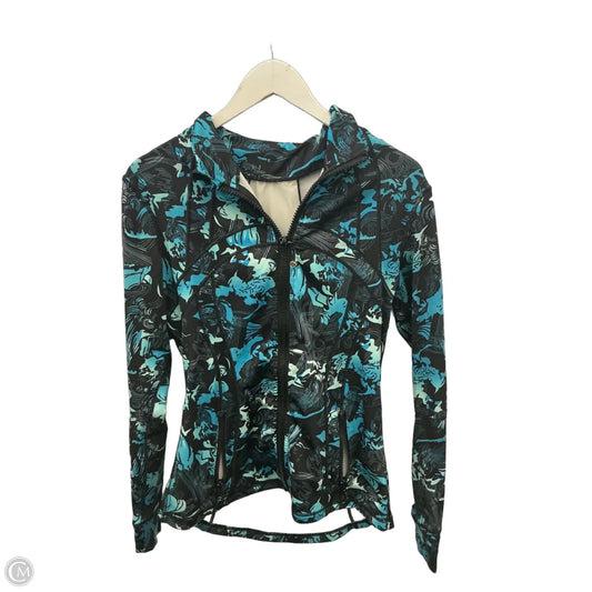Athletic Jacket By Lululemon In Black & Blue, Size: L