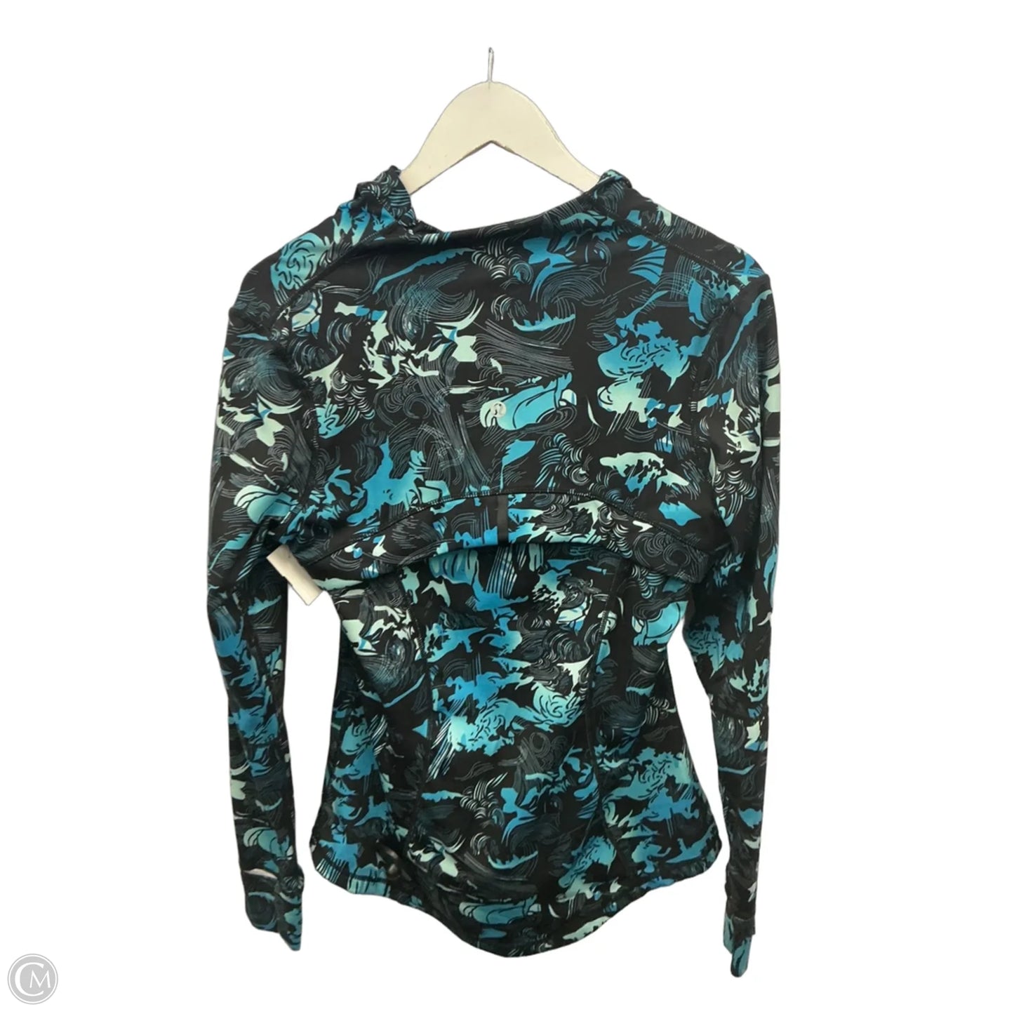 Athletic Jacket By Lululemon In Black & Blue, Size: L