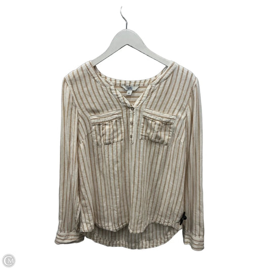 Top Long Sleeve By Croft And Barrow In Tan & White, Size: S