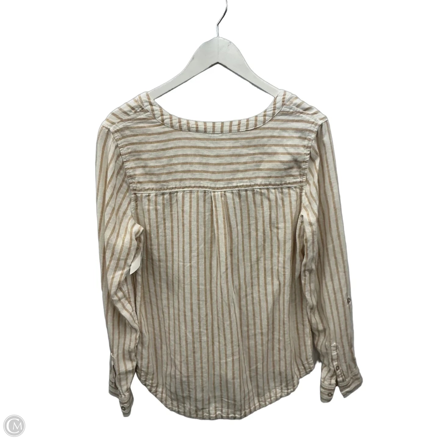 Top Long Sleeve By Croft And Barrow In Tan & White, Size: S