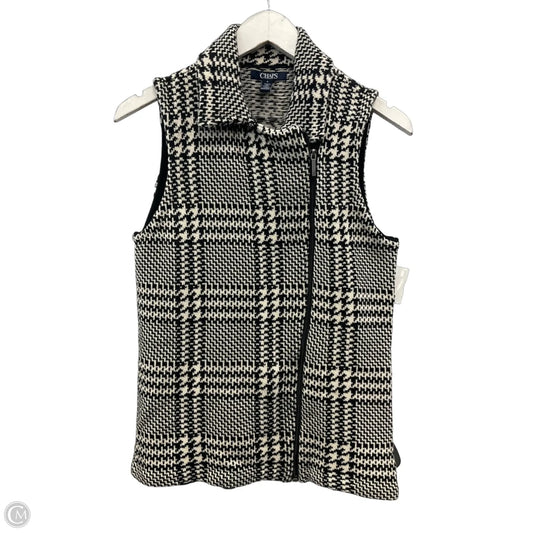 Vest Sweater By Chaps In Black & White, Size: M