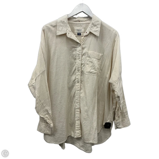 Top Long Sleeve By American Eagle In Tan & White, Size: Xxs