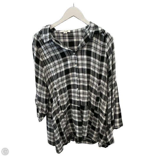 Top Long Sleeve By Simply Noelle In Black & White, Size: M