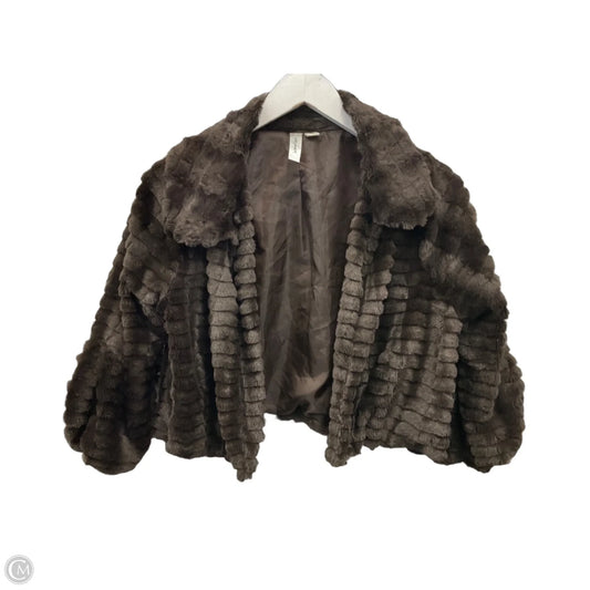 Jacket Faux Fur & Sherpa By Tacera In Brown, Size: M